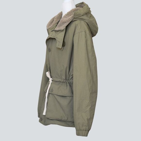 ZARA Women's Hooded Parka With Faux Shearling Lining Size L - Picture 3 of 10